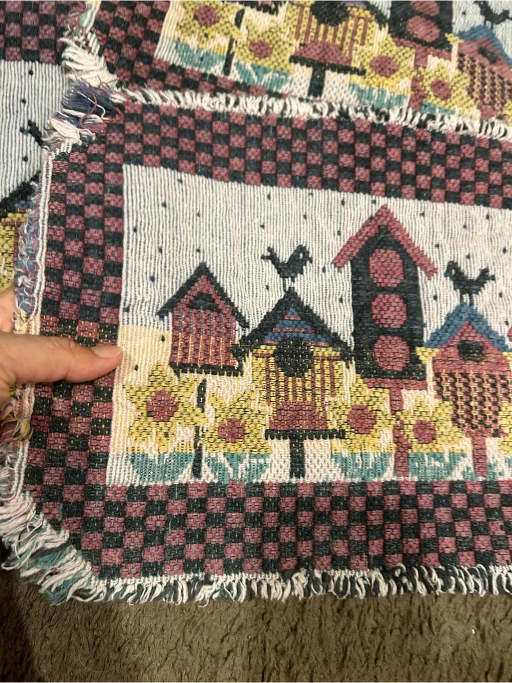 Set 6 Vtg Pink and Cream Birdhouse Tapestry Kitchen Placemats🌾🌾
